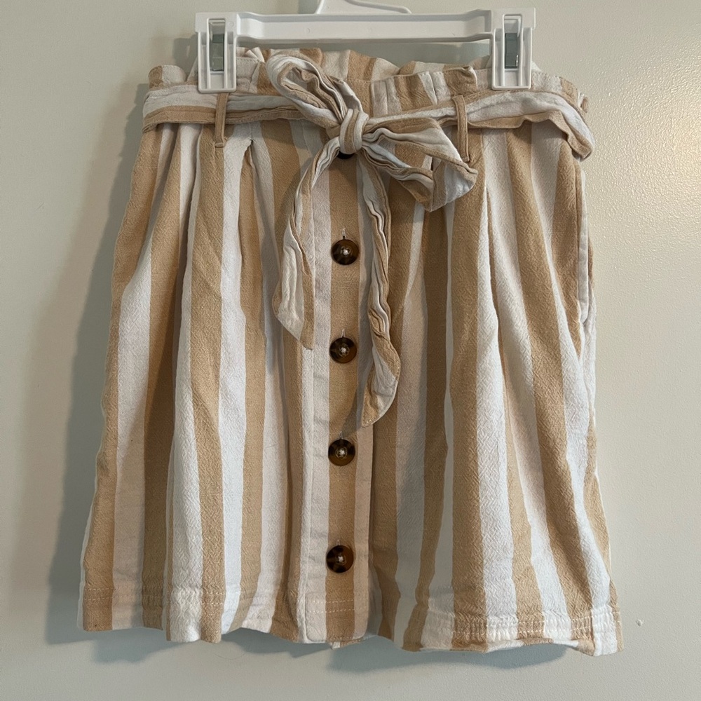 Hollister Cream Tie Front Mini Skirt Casual